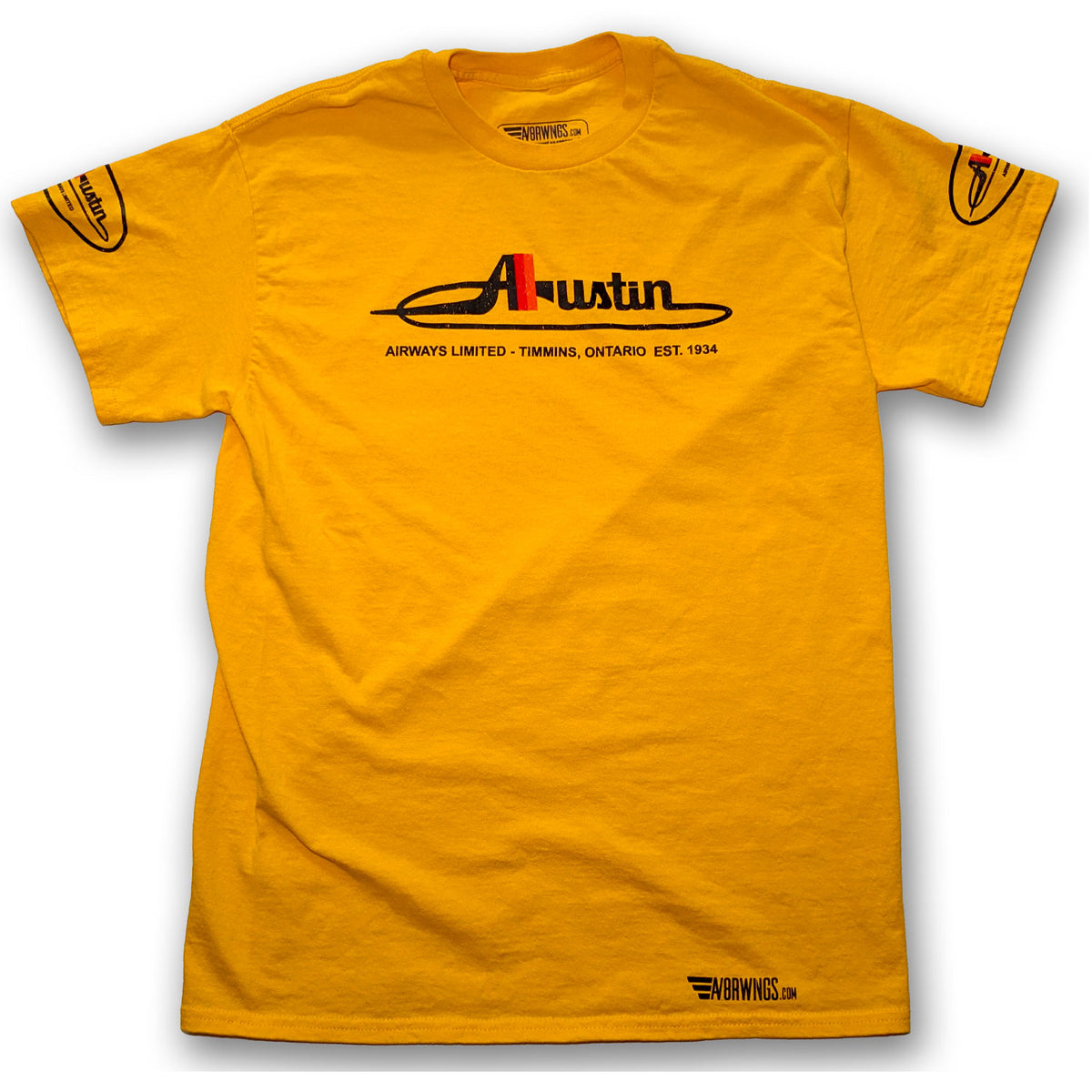 Austin Airways Timmins vintage retro yellow aviation T shirt