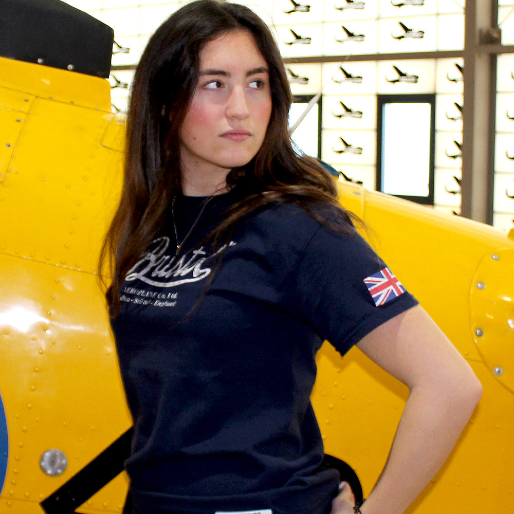 Navy Blue Bristol Aeroplane Aircraft Vintage aviation style cotton aviator t-shirt clothing apparel