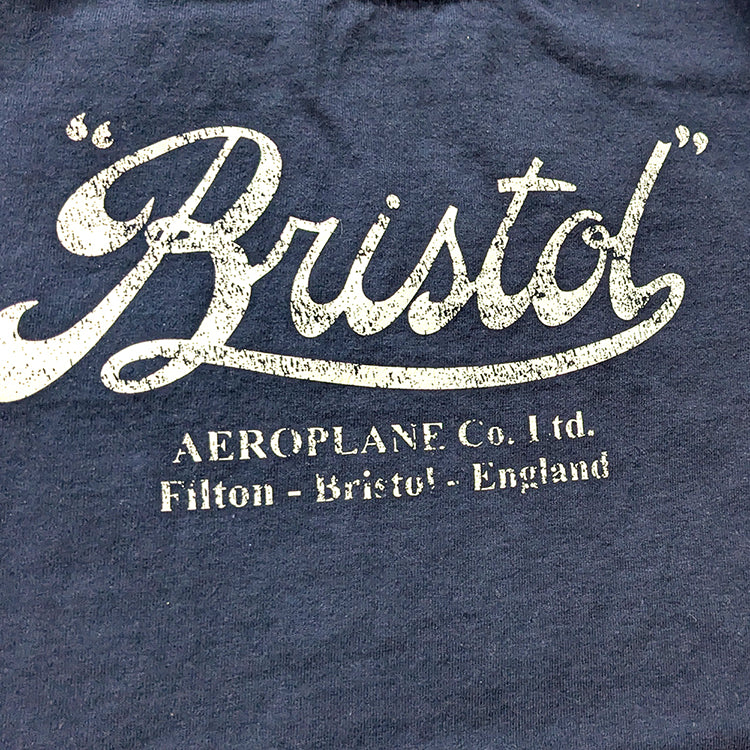 Navy Blue Bristol Aeroplane Aircraft Vintage aviation style cotton aviator t-shirt clothing apparel