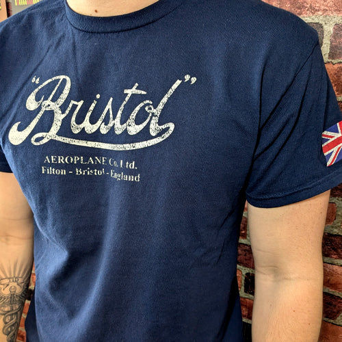 Navy Blue Bristol Aeroplane classic retro Aircraft Vintage aviation style cotton aviator t-shirt clothing apparel