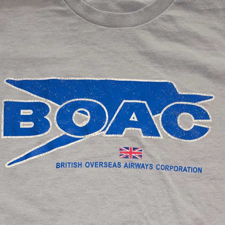 BOAC British overseas airways corporation vintage retro airline aviation t shirt closeup