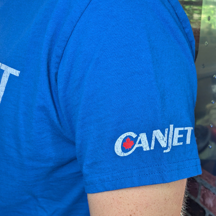 Canjet Airline vintage Canadian aviation airline retro t shirt arm detail