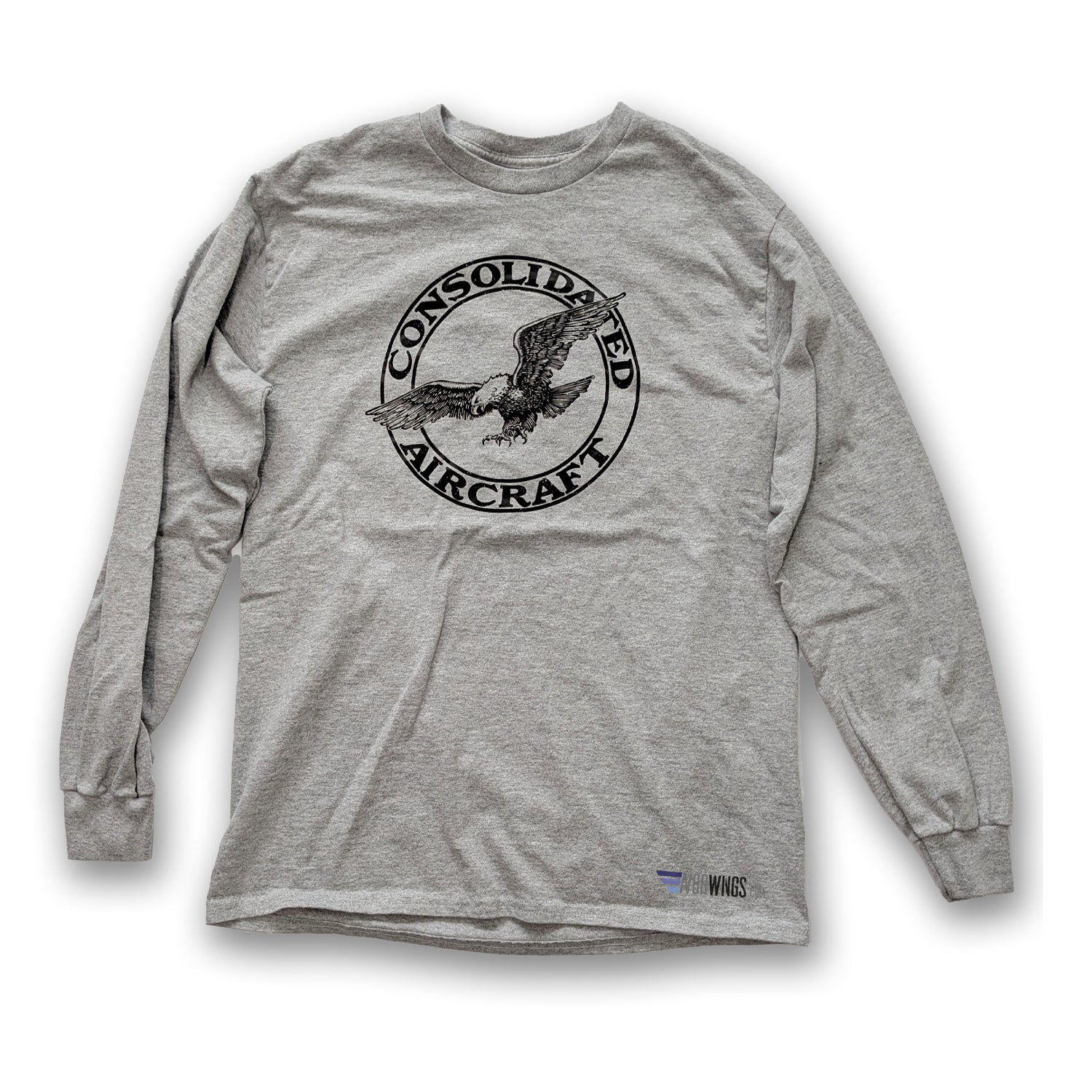 Grey consolidated Aircraft Vintage aviation style cotton aviator long sleeve t shirt 