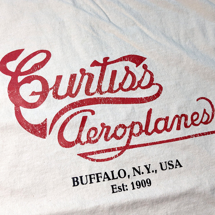 Natural white Curtis Aeroplanes Cloting apparel Aircraft Vintage aviation style cotton aviator t shirt 