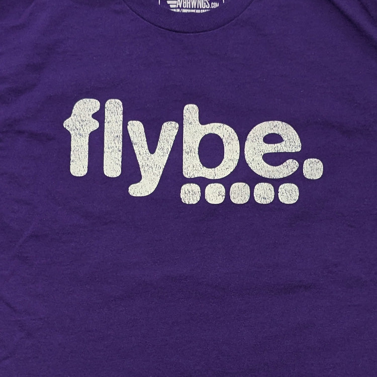 Flybe vintage style airline purple aviation t shirt closeup