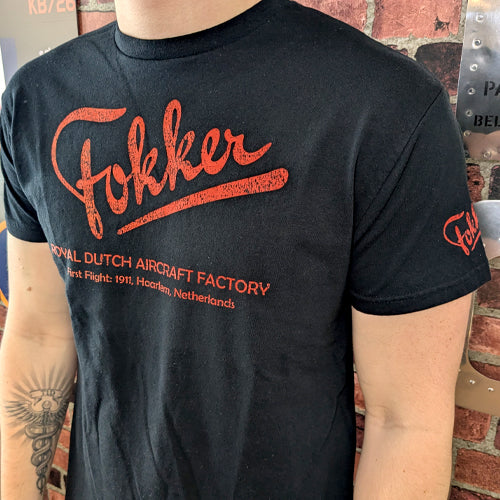 Fokker Aircraft Vintage classic retro aviation style cotton aviator t shirt apparel