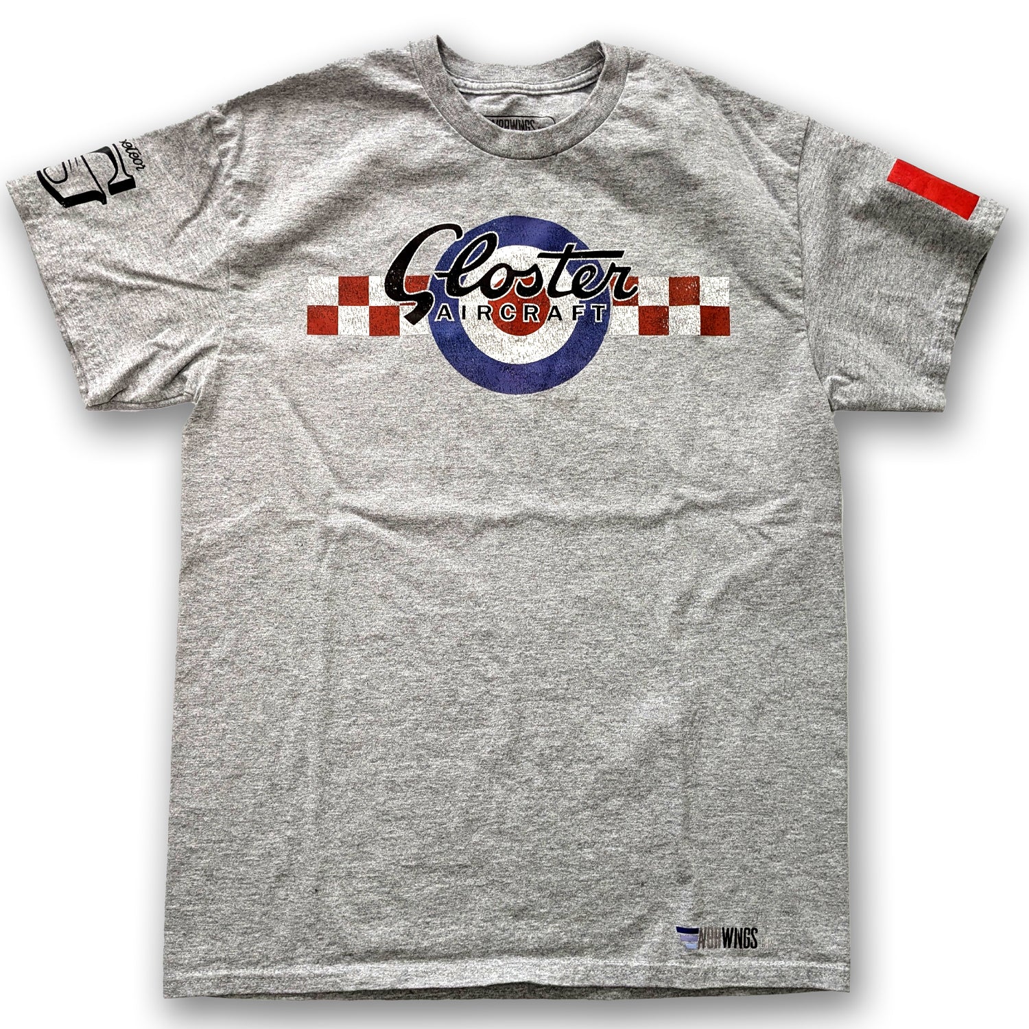 Grey Gloster Aircraft Vintage aviation style cotton aviator t shirt 