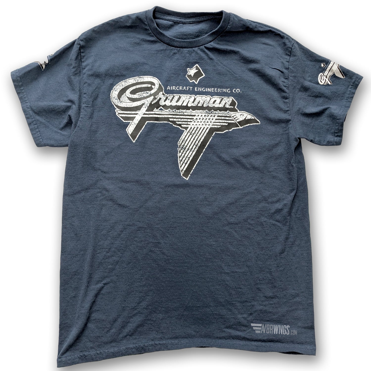 Navy Blue Grumman Aircraft Vintage aviation style cotton aviator t shirt 