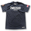 Navy blue aviation themed t-shirt with Hawker Aircraft Logo. Aviator, pilot clothing
