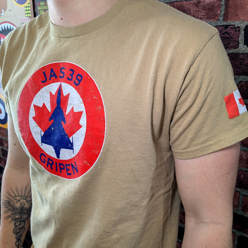 Jas 39 Gripen saab Aircraft Vintage aviation style cotton aviator t shirt apparel