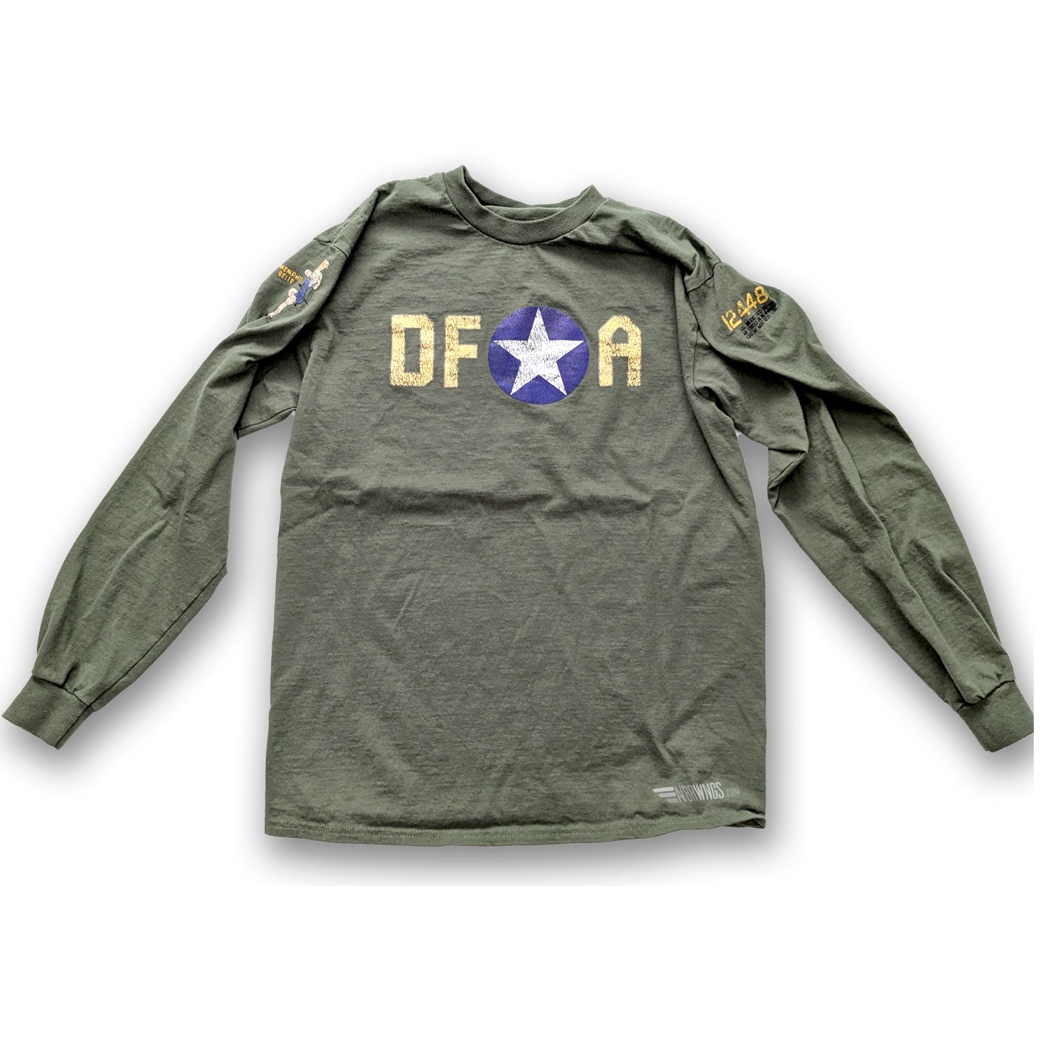Military green memphis Bell tribute Vintage aviation style cotton aviator t shirt 
