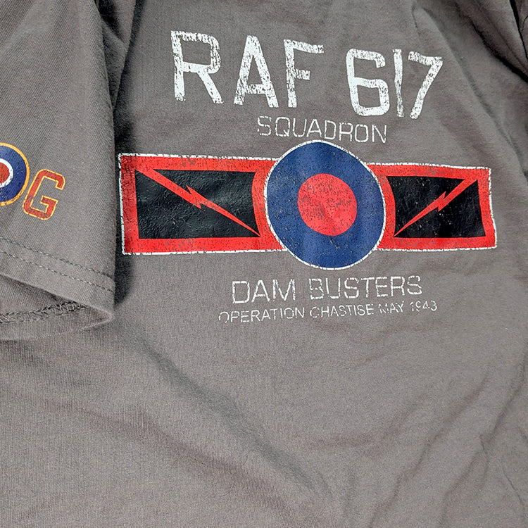 Charcoal Grey RAF 617 Dam Busters Tribute Aircraft Vintage aviation enthusiast style cotton clothing apparel aviator t shirt 