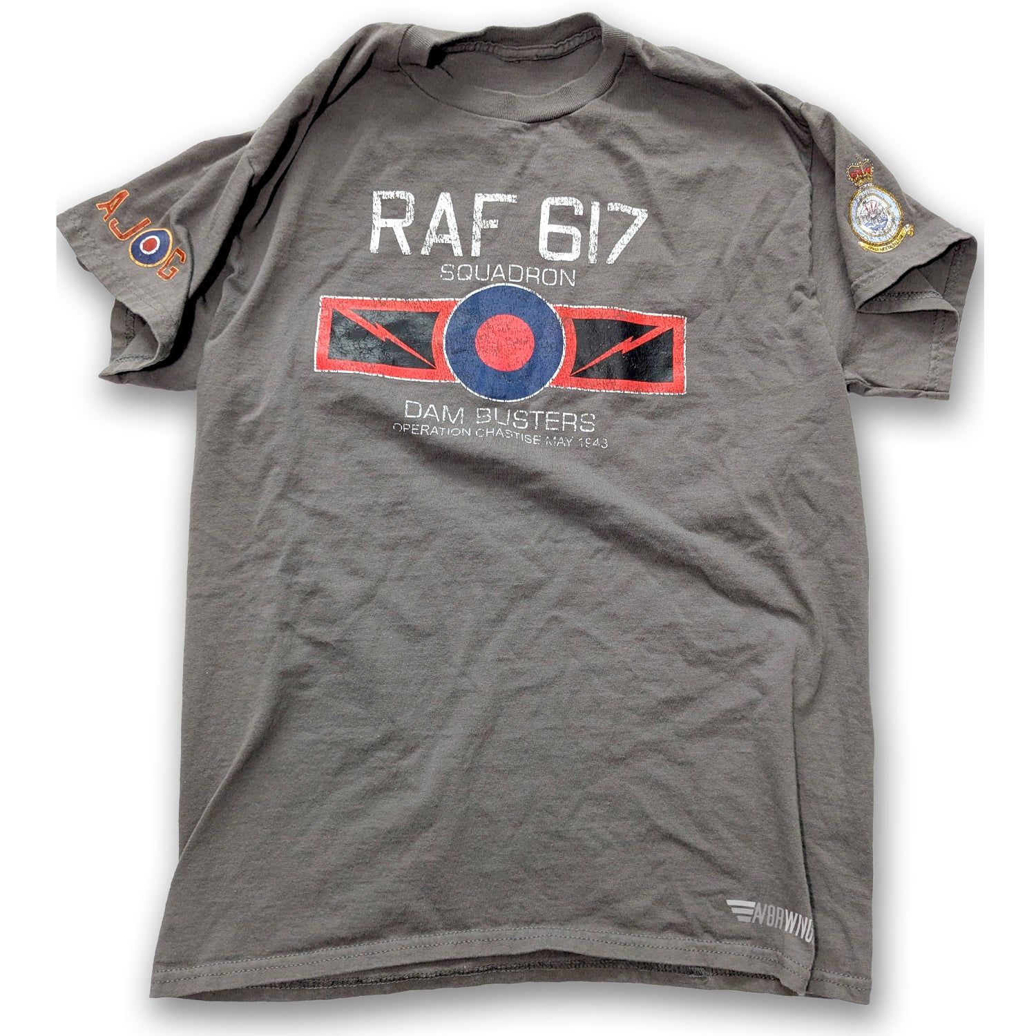 Charcoal Grey RAF 617 Dam Busters Tribute Aircraft Vintage aviation style cotton aviator t shirt 