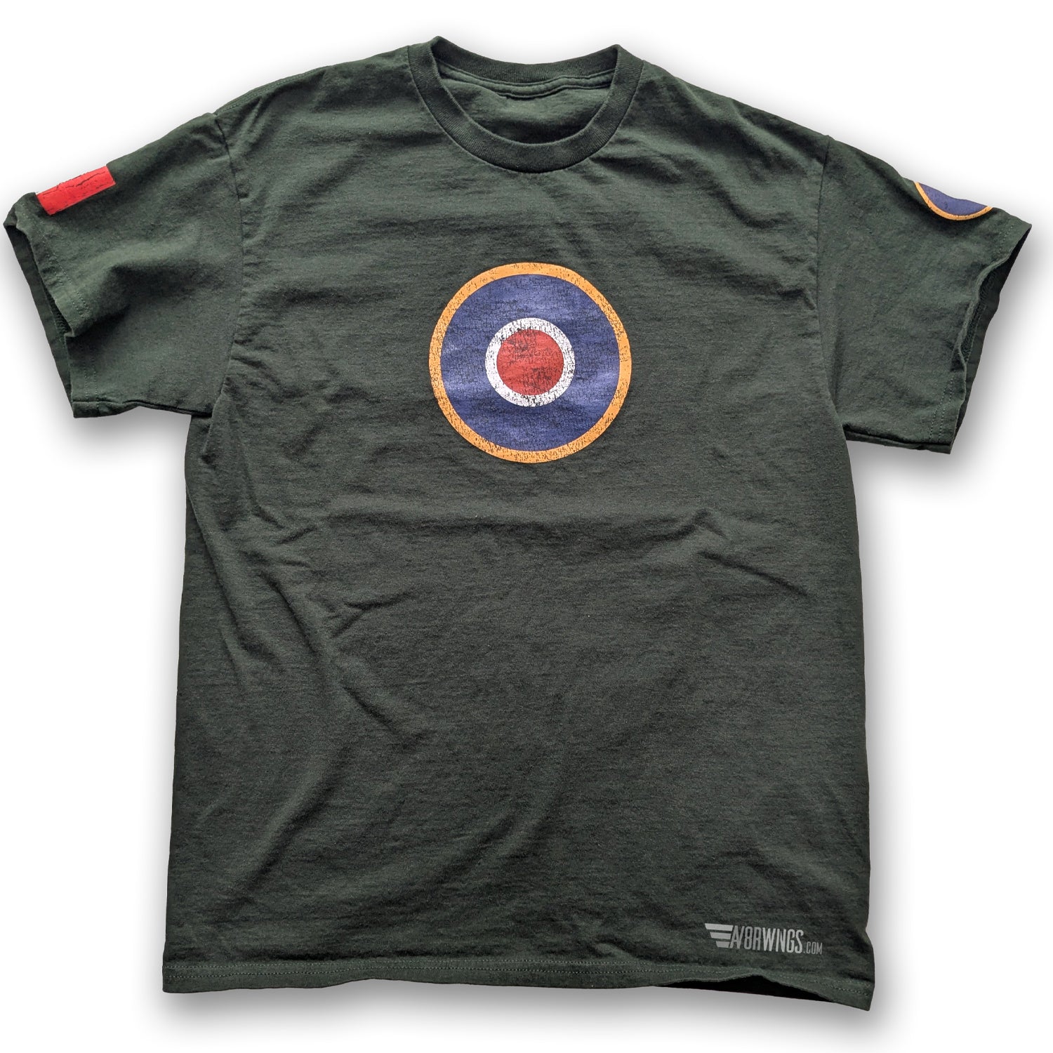 Dark Green Royal Airforce RAF Roundel Vintage aviation style cotton aviator t shirt 