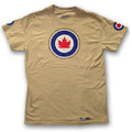 Tan RCAF roundel Aircraft Vintage aviation style cotton aviator t shirt  with active Canadian air force bases