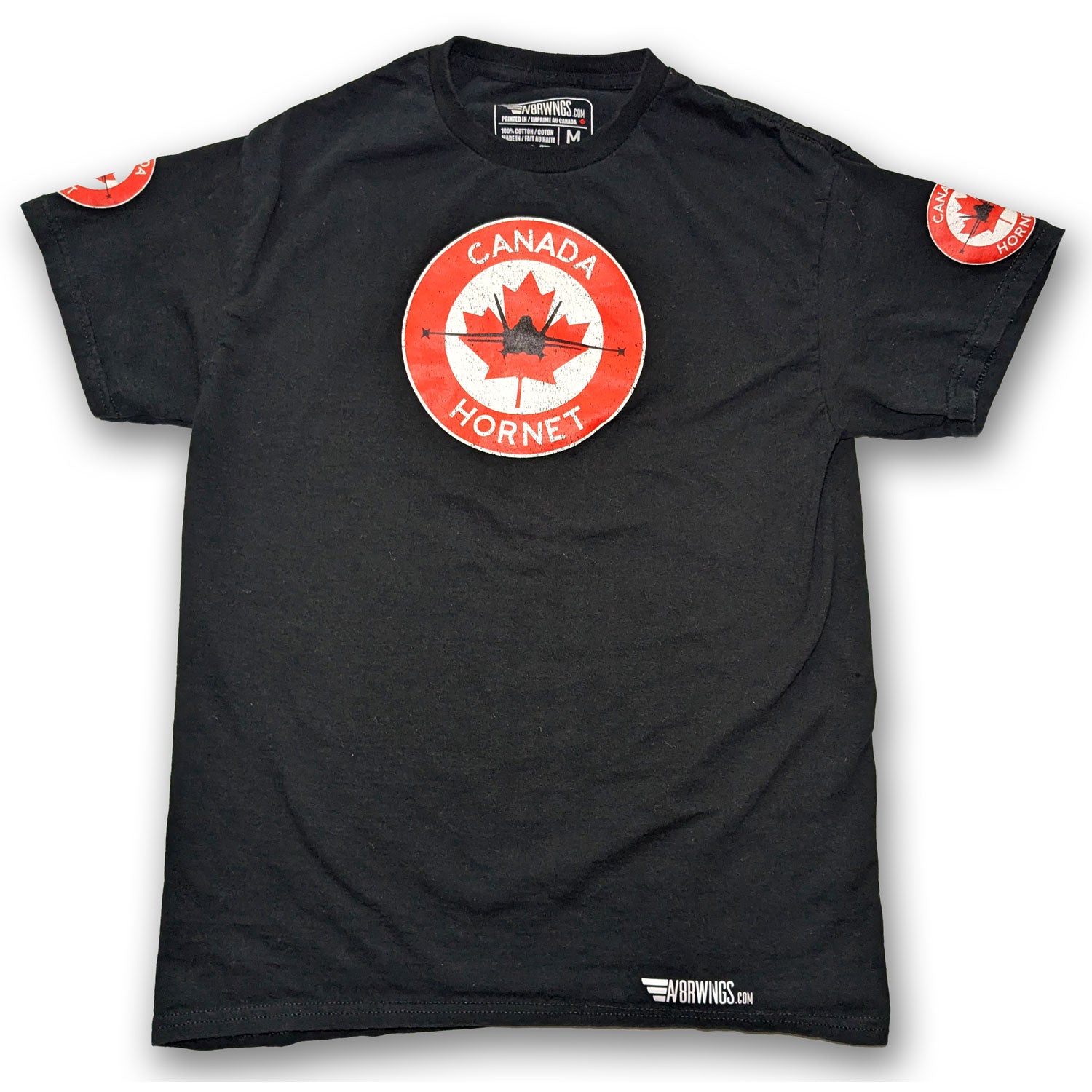 Black Canadian CF 18 Hornet Jet Fighter RCAF aviation pilot t shirt