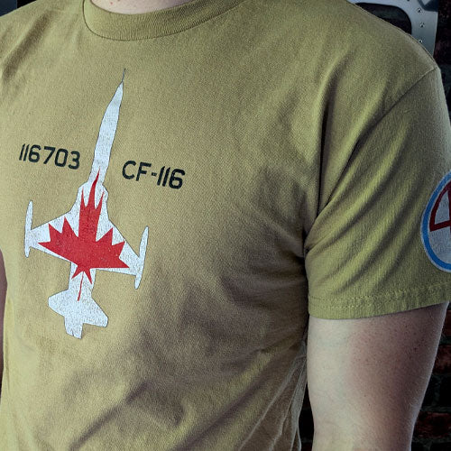 RCAF Canada CF-116 Fighter Jet Vintage aviation tan cotton t shirt