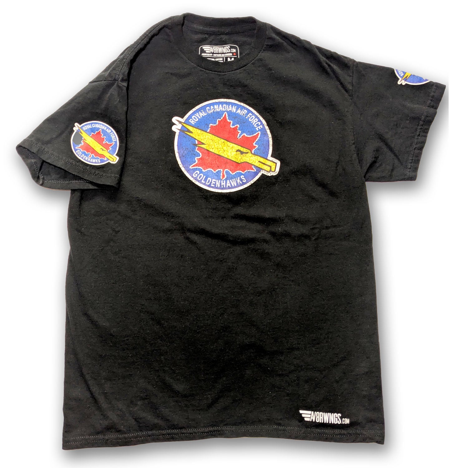 Black Cotton RCAF Canada Golden hawks demonstration Team Vintage Pilot Aviation Shirt