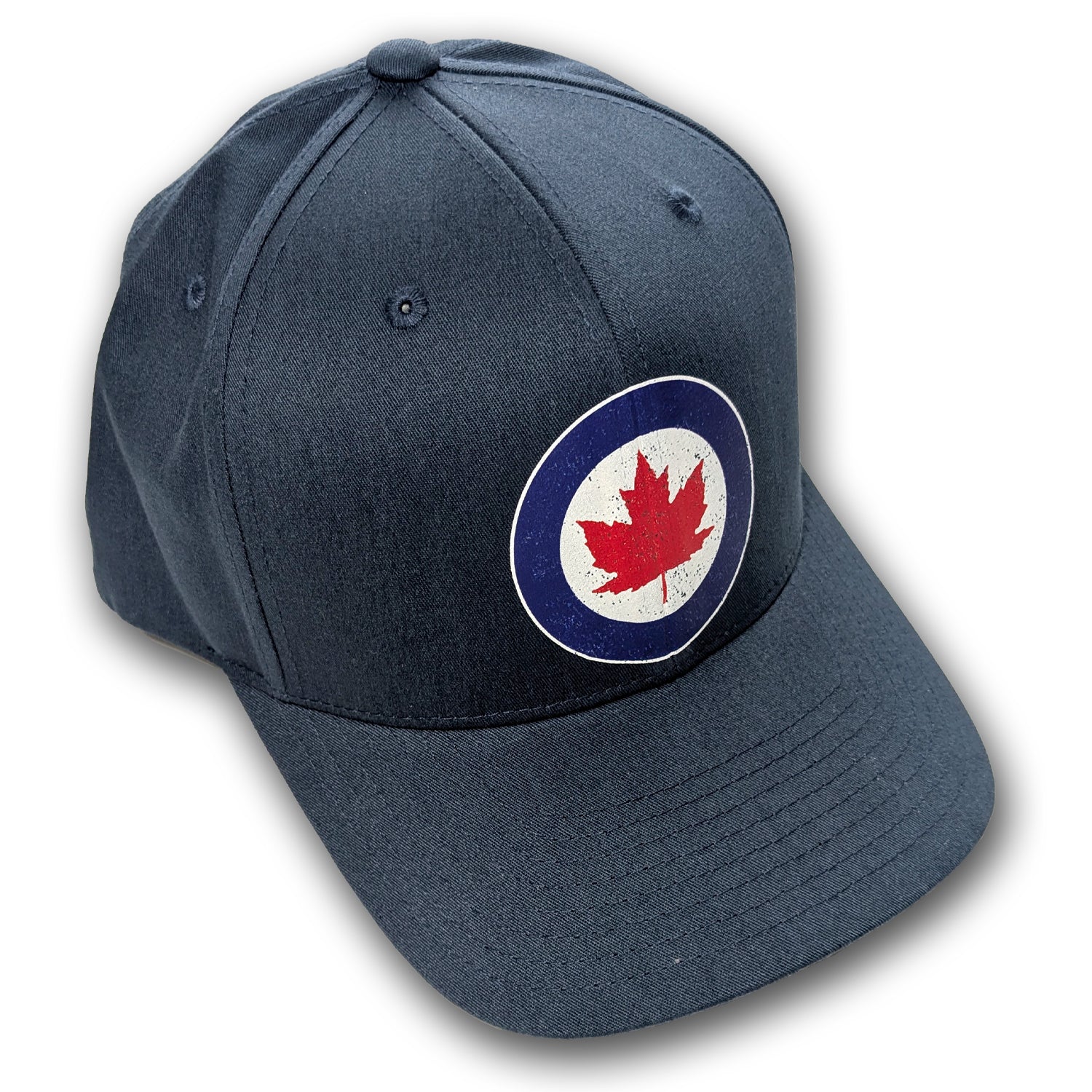 Navy Blue Snap Back Trucker hat with vintage aviation Royal Canadian air force logo 