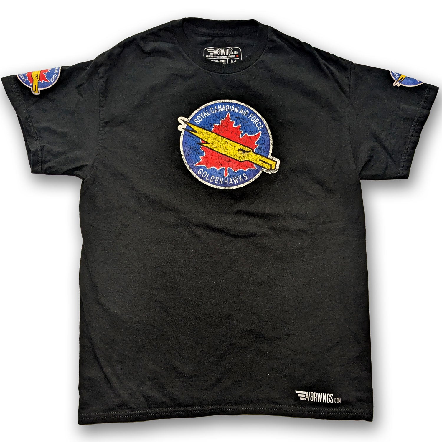 Black Cotton RCAF Canada Golden hawks demonstration Team Vintage Pilot Aviation Shirt