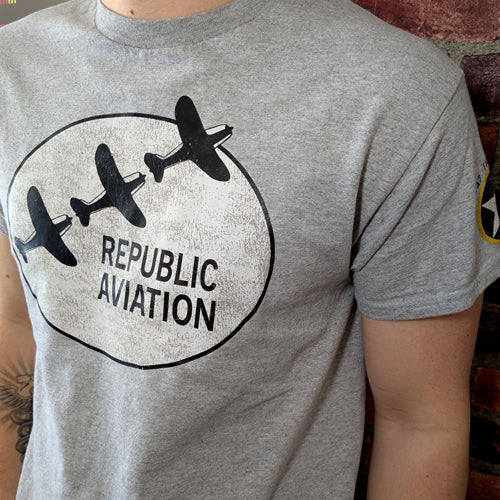 Republic aviation Aircraft Vintage aviation style cotton aviator enthusiast themed t shirt clothing apparel