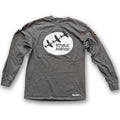 Dark Grey vintage aviation themed cotton long sleeved t-shirt with Republic Aviation logo. Aviator pilot clothing