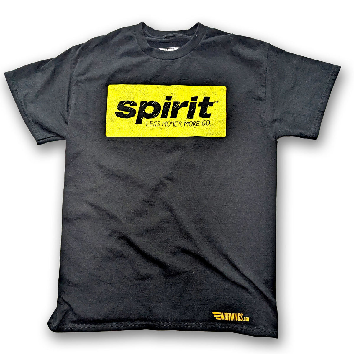 Spirit airlines vintage style black aviation retro t shirt with yellow logo