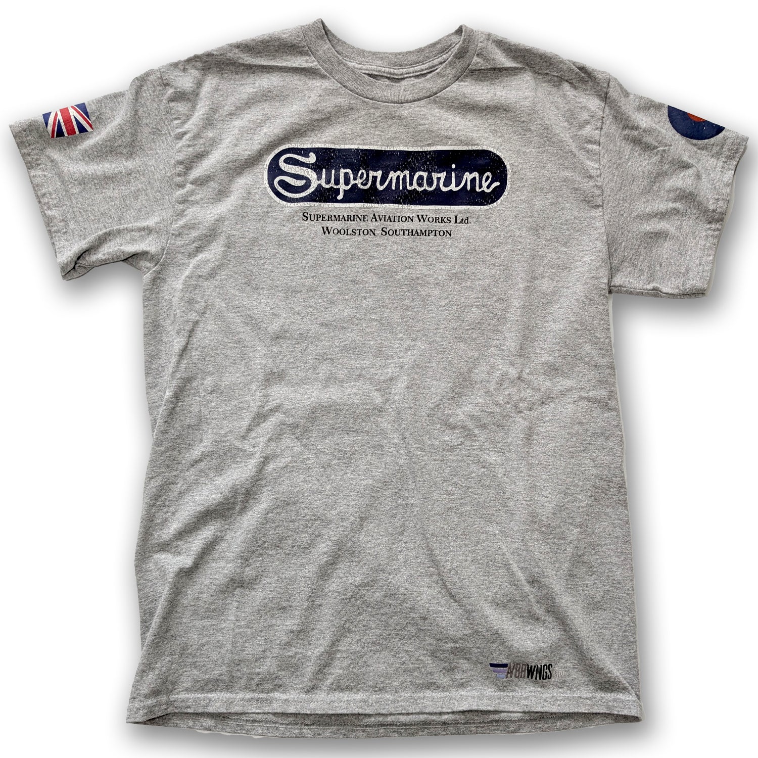 Grey Supermarine Aircraft Vintage aviation style cotton aviator t shirt 