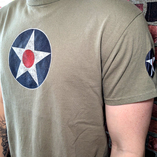 Prairie Dust US Air Force Meatball roundel  Aircraft Vintage aviation style cotton aviator t shirt 