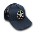Navy Blue Snap Back Trucker hat with vintage USAF aviation logo roundel
