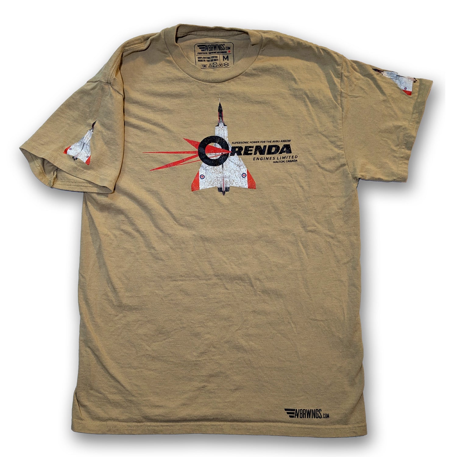 Orenda Avro Aoow CF100Jet Engine vintage tribute aviation t shirt sleeve detail