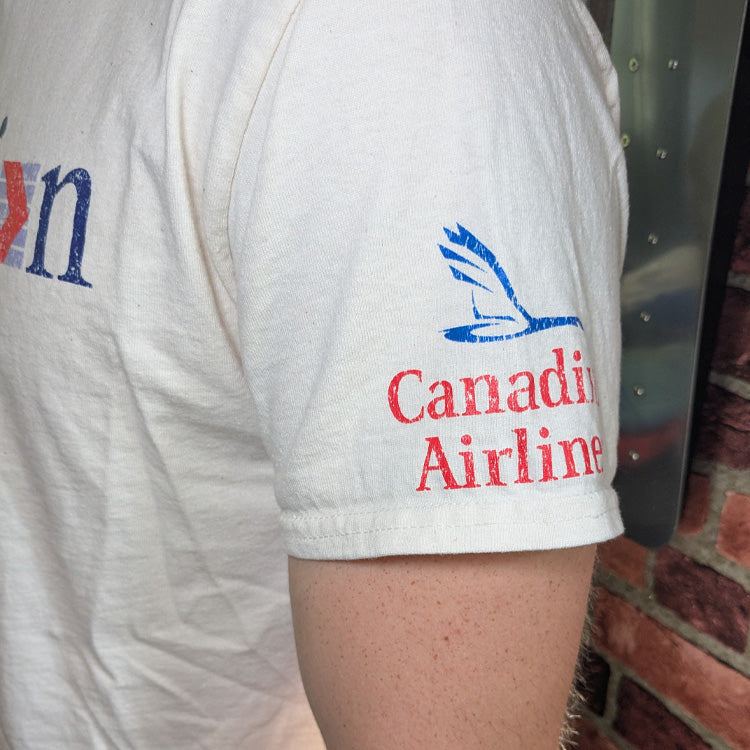 Canadian Airlines Vintage aviation natural cotton t shirt retro pilot sleeve detail